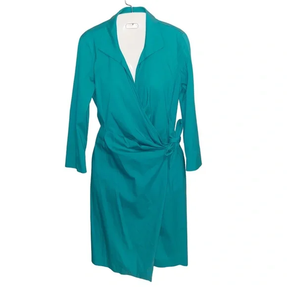 Lafayette 148 New York | Dresses | Lafayette 48 New York Green Wrap Dress  Womens Size 4 Stretch Career Office | Poshmark